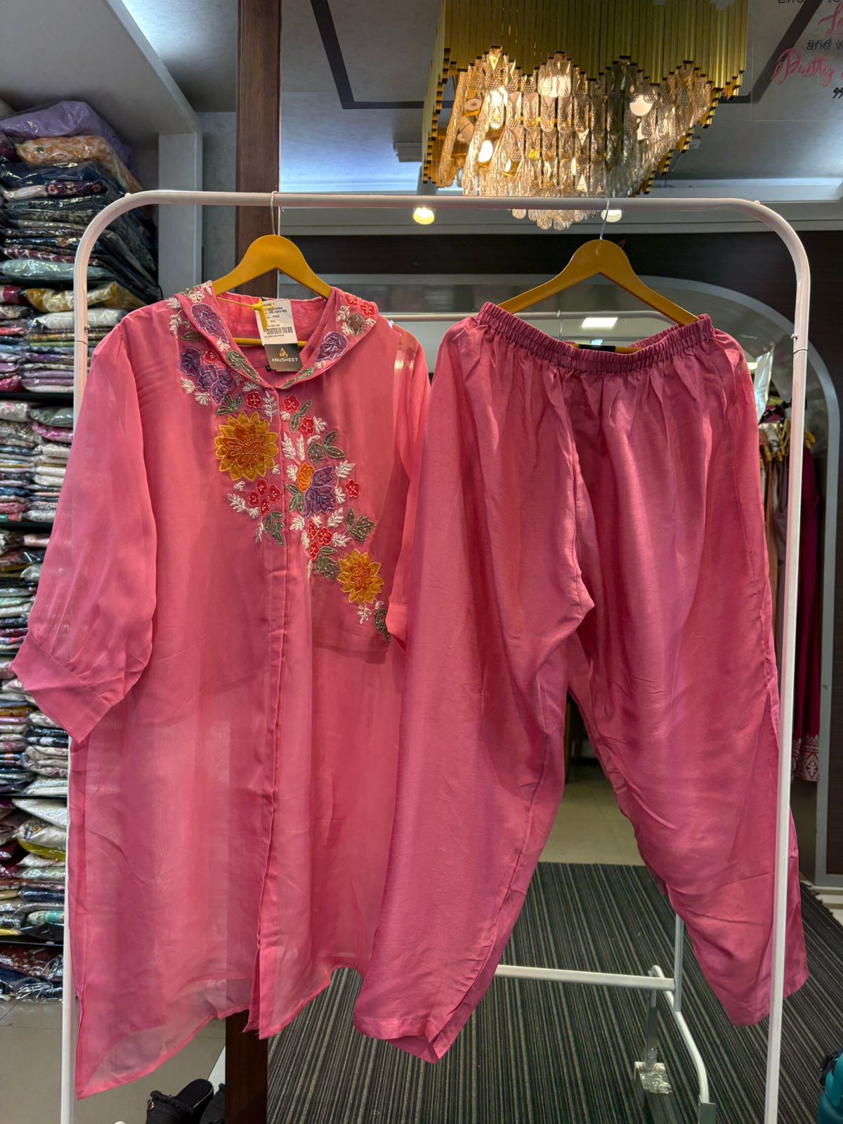 Tejal Pink Embroideri Suit Set With Heavy Embroidered Hand-Work