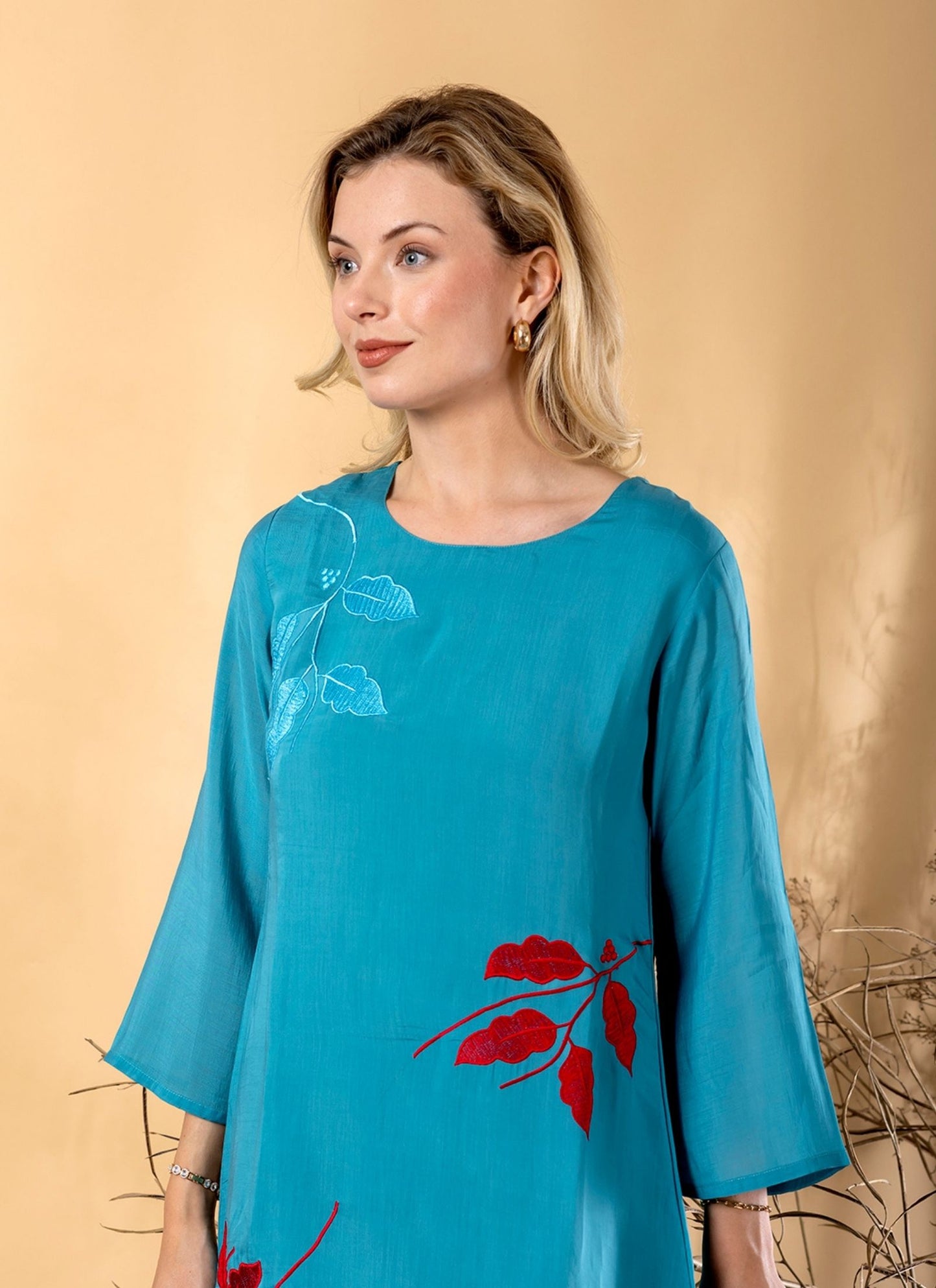 Women's Blue Pure Cotton Printed Salwar Suit Set