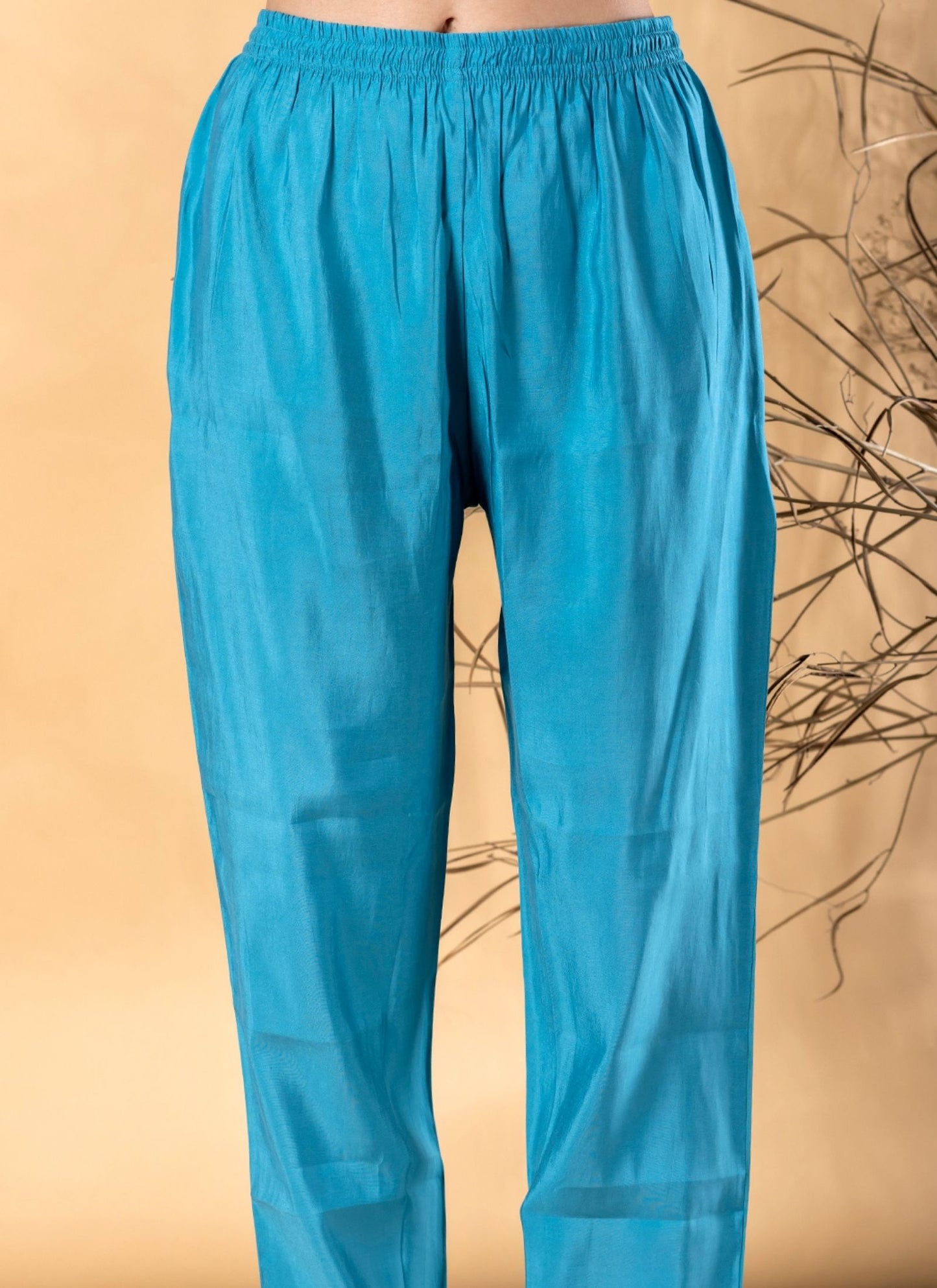 Women's Blue Pure Cotton Printed Salwar Suit Set