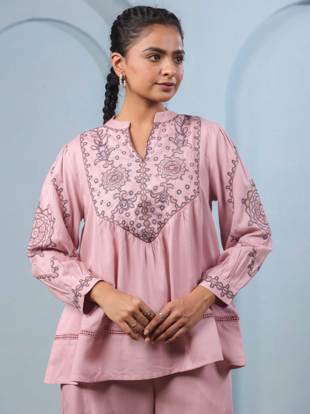 ๐ธ Elegant Pink Embroidered Co-Ord Set