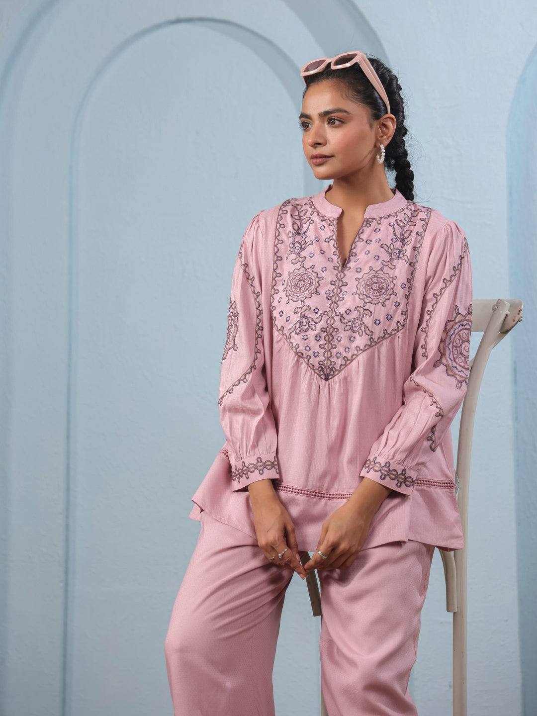 ๐ธ Elegant Pink Embroidered Co-Ord Set