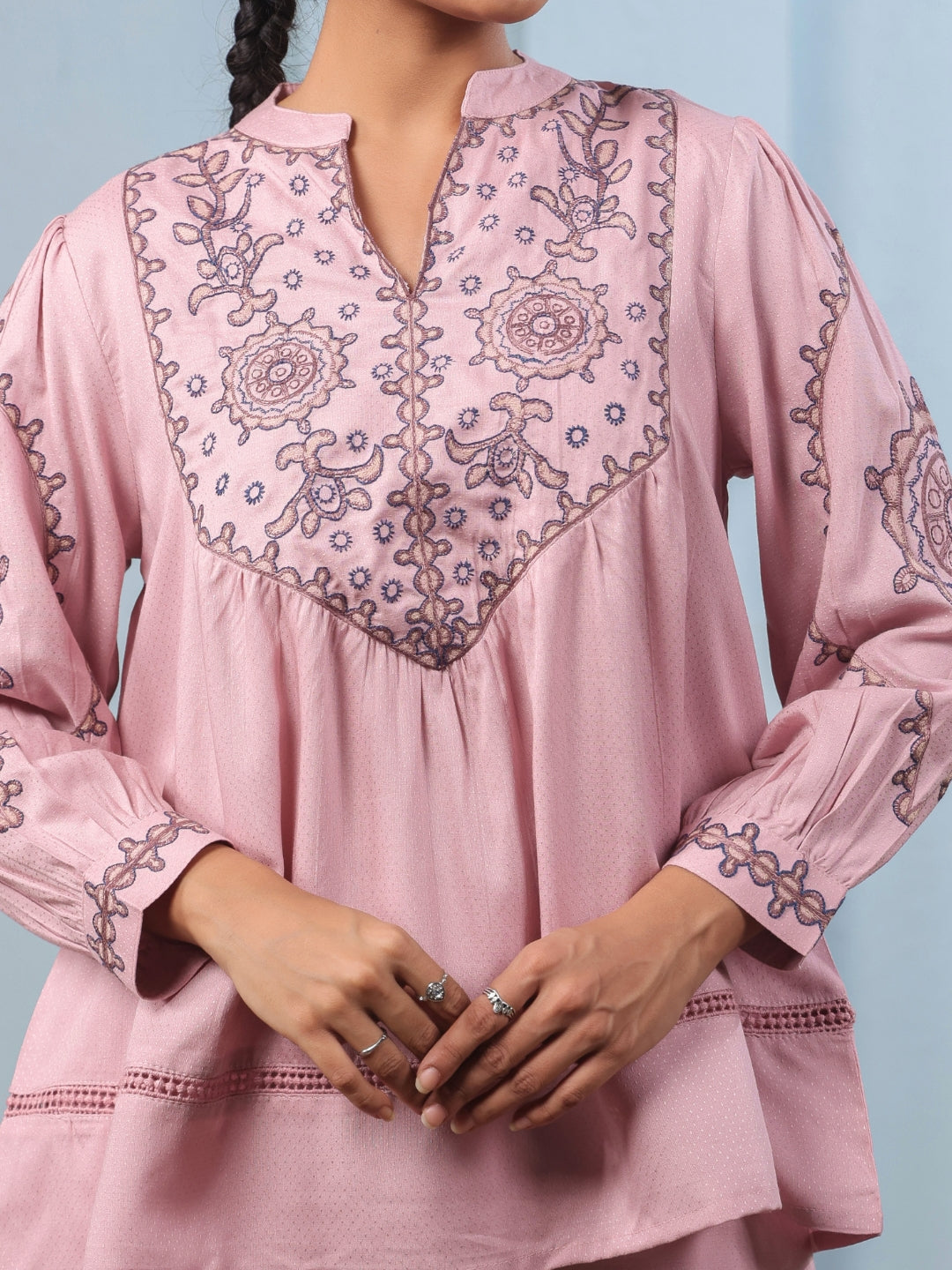 ๐ธ Elegant Pink Embroidered Co-Ord Set