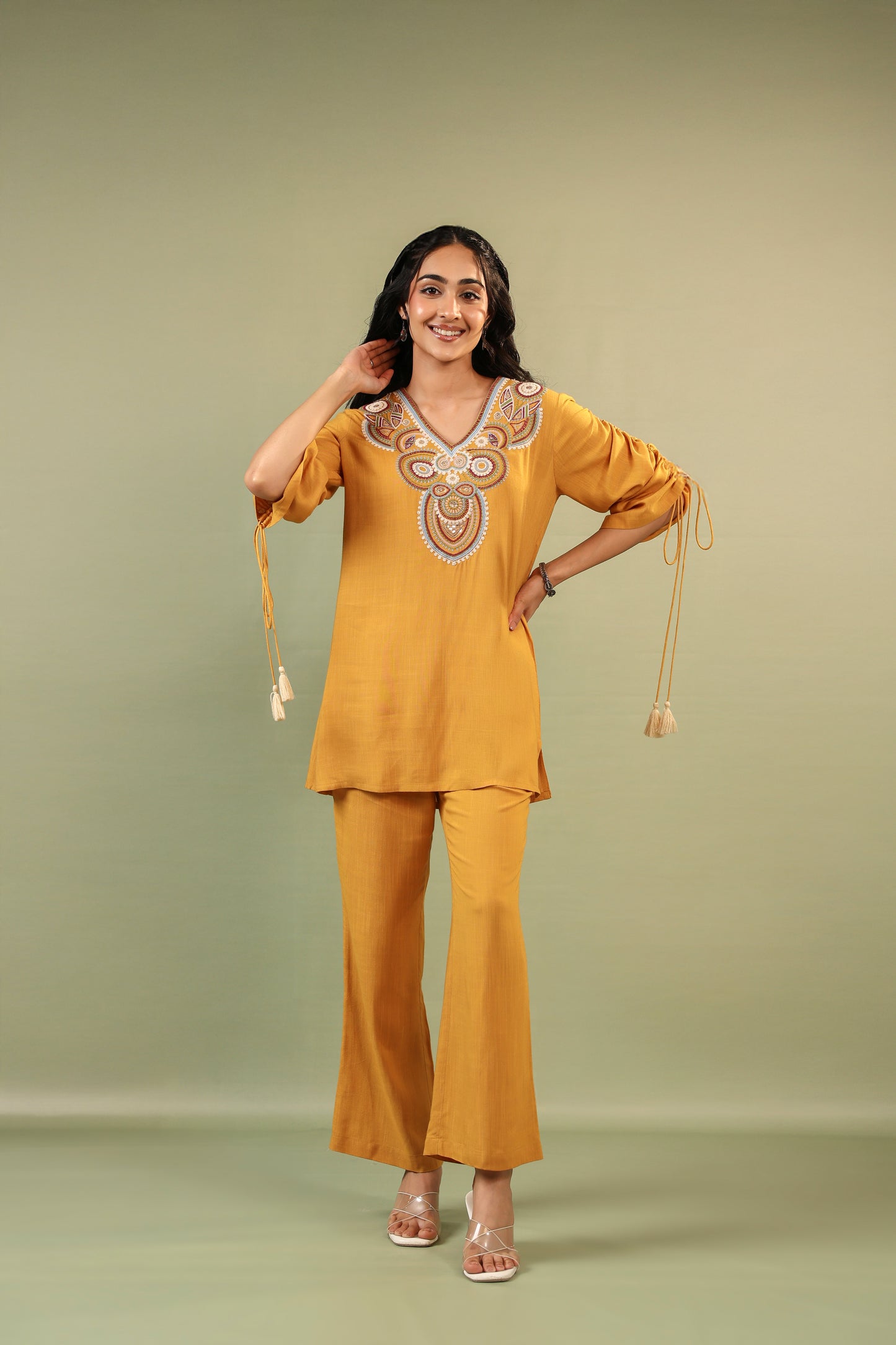 πΌ Mustard Magic Co-Ord Set β Embroidered Elegance πΌ
