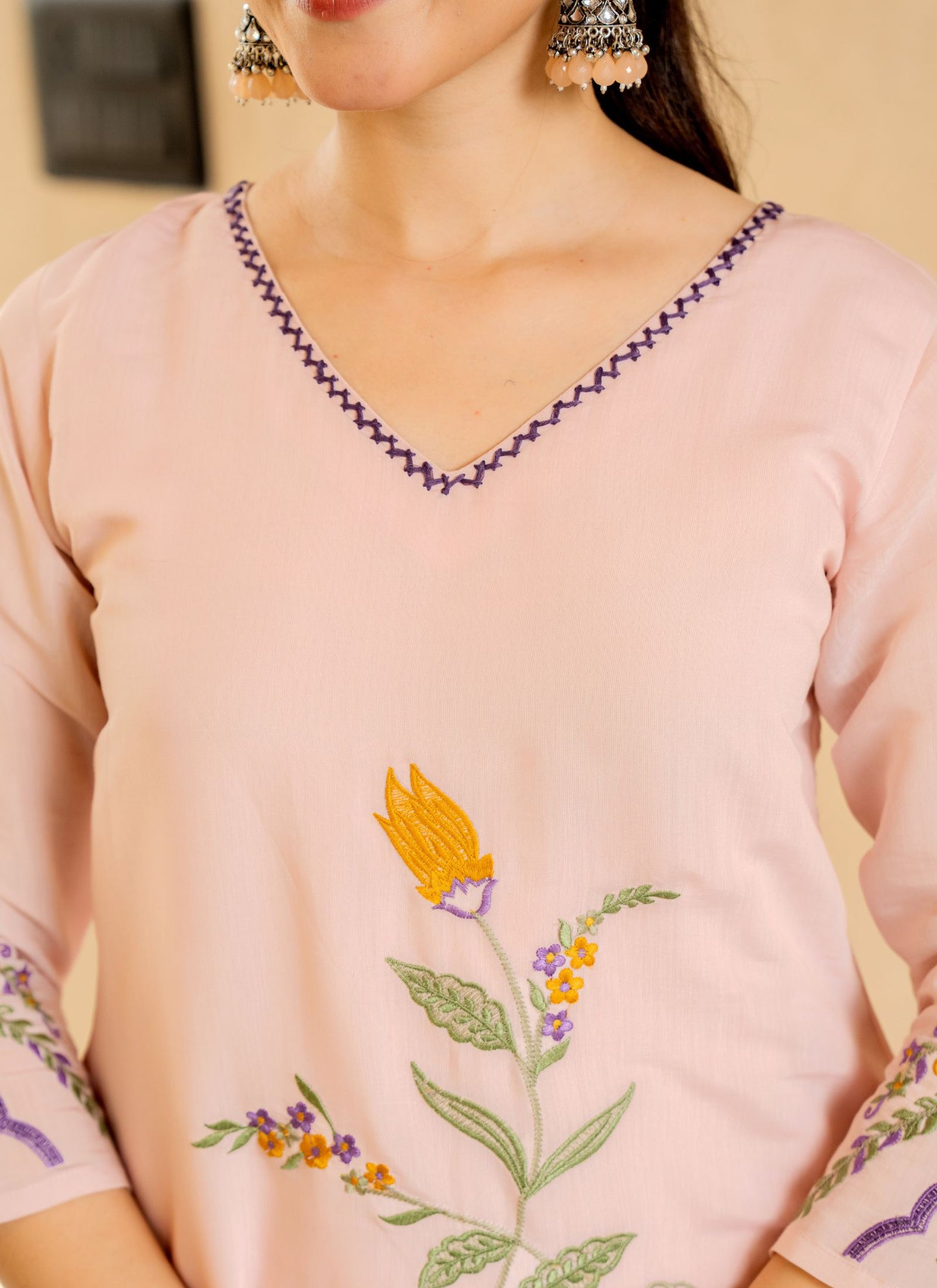 π· Blush Bloom Hand-Embroidered Cotton Suit Set