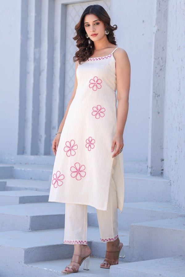 Blush Blossom Ivory & Pink Suit Set ๐