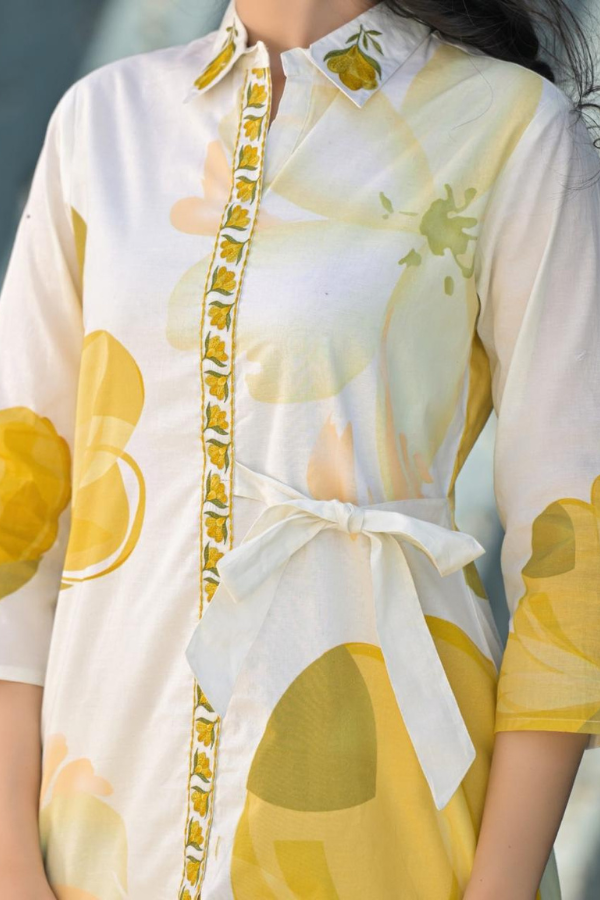 Sunny Bloom Co-ord Set ๐ผ๐ฟ | Elegant White & Yellow Floral Cotton Outfit for Women