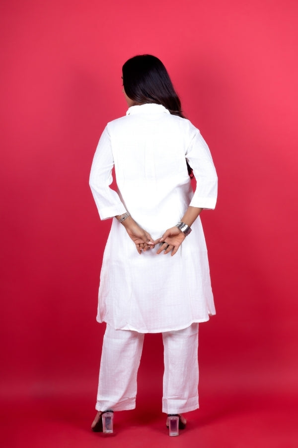 ๐ผ Elegant White Embroidered Co-Ord Set for Women Handcrafted Floral Thread Work ๐โจ