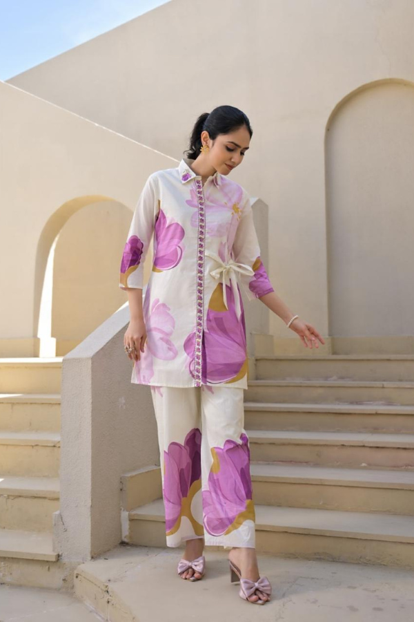 Lavender Bloom Floral Co-ord Set πΈπ | Stylish & Comfortable Cotton Blend Set for Women