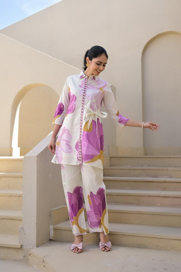 Lavender Bloom Floral Co-ord Set πΈπ | Stylish & Comfortable Cotton Blend Set for Women
