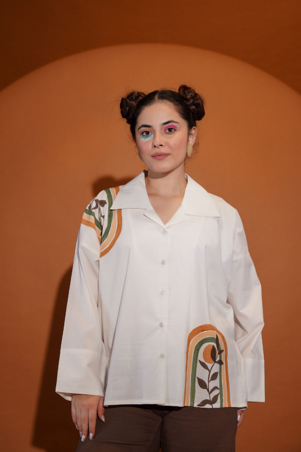 π Earthy Elegance Hand-Painted Top for Girls | Unique Neck Hand Work & Artistic Touch β¨π¨