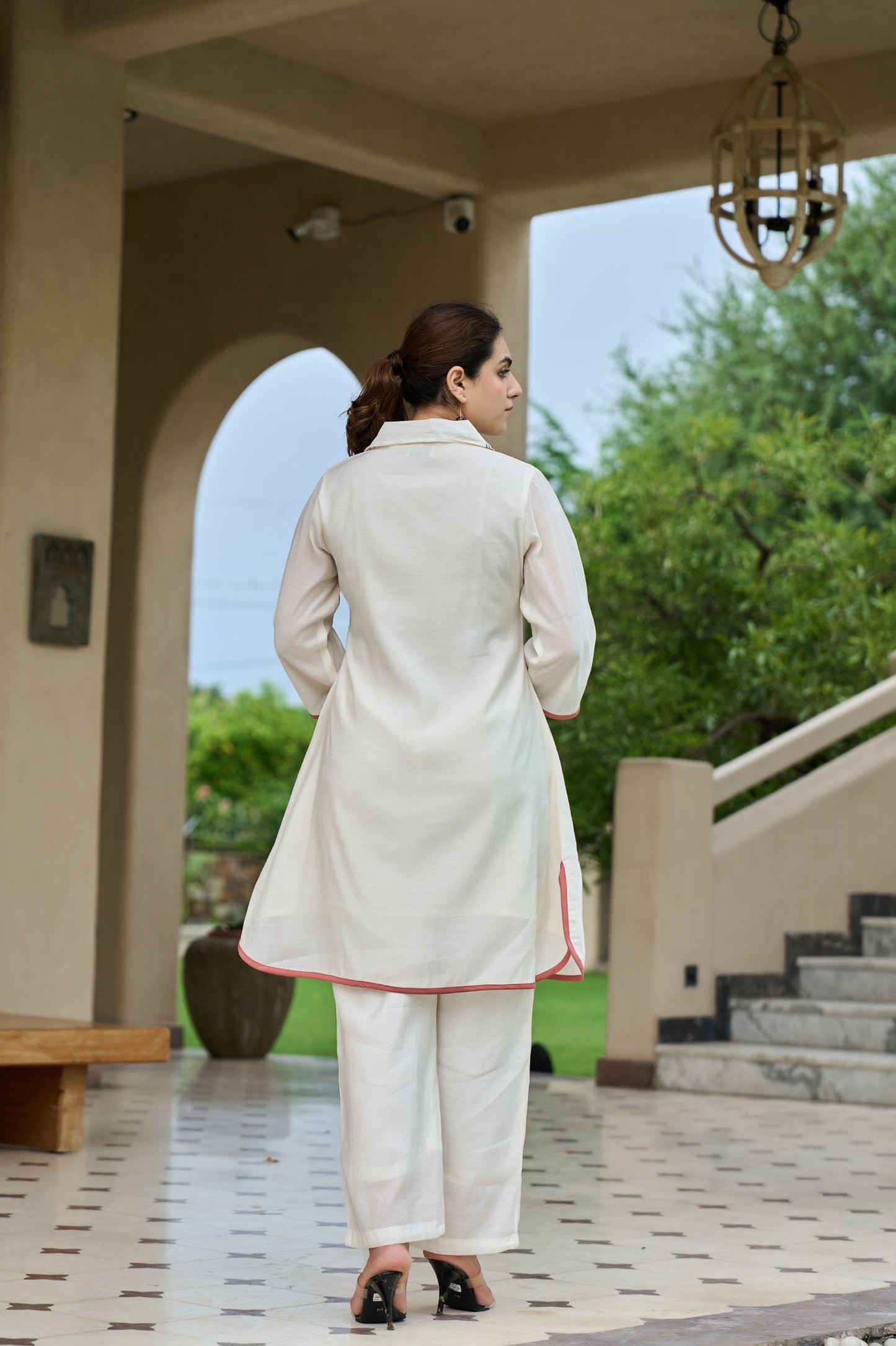 Ivory Grace Embroidered Co-Ord Set – Modern Minimalism with a Statement Twist