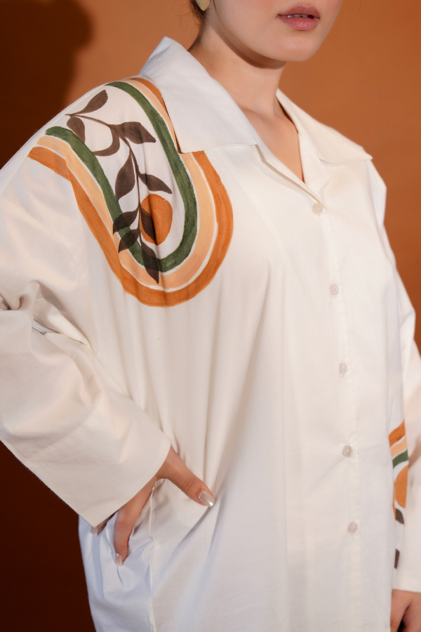 π Earthy Elegance Hand-Painted Top for Girls | Unique Neck Hand Work & Artistic Touch β¨π¨