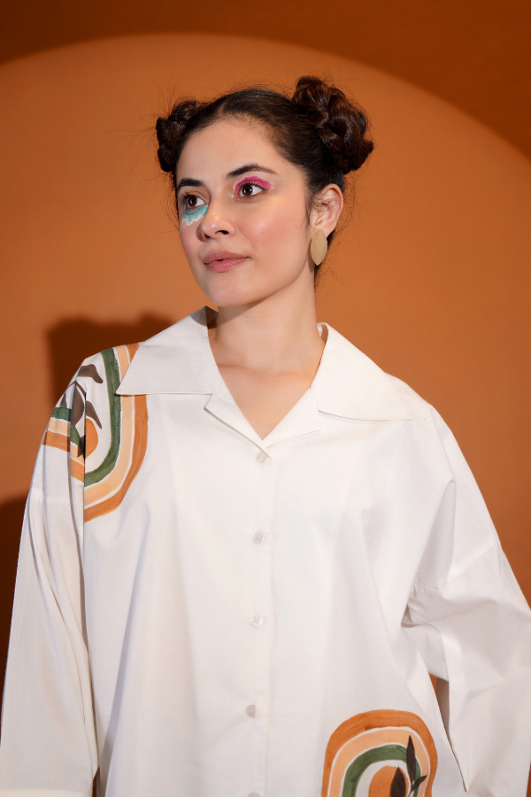 π Earthy Elegance Hand-Painted Top for Girls | Unique Neck Hand Work & Artistic Touch β¨π¨