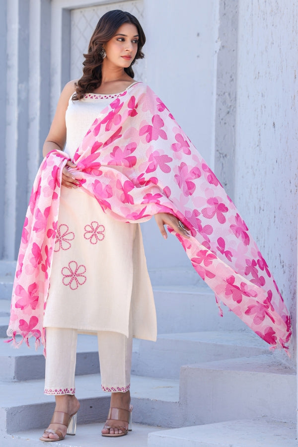 Blush Blossom Ivory & Pink Suit Set ๐