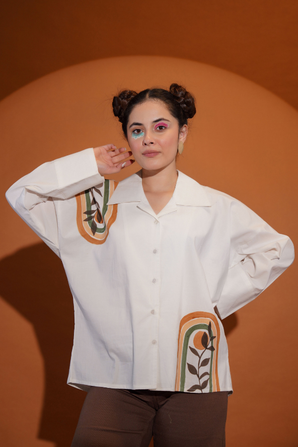 π Earthy Elegance Hand-Painted Top for Girls | Unique Neck Hand Work & Artistic Touch β¨π¨