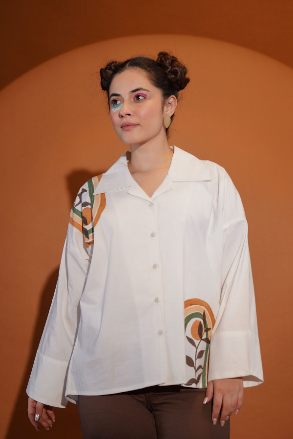 π Earthy Elegance Hand-Painted Top for Girls | Unique Neck Hand Work & Artistic Touch β¨π¨