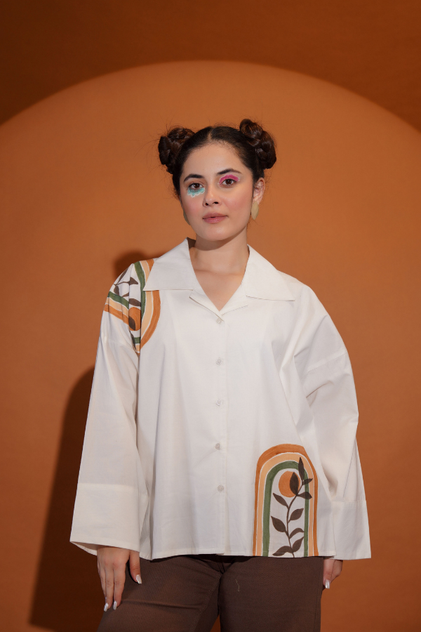 π Earthy Elegance Hand-Painted Top for Girls | Unique Neck Hand Work & Artistic Touch β¨π¨