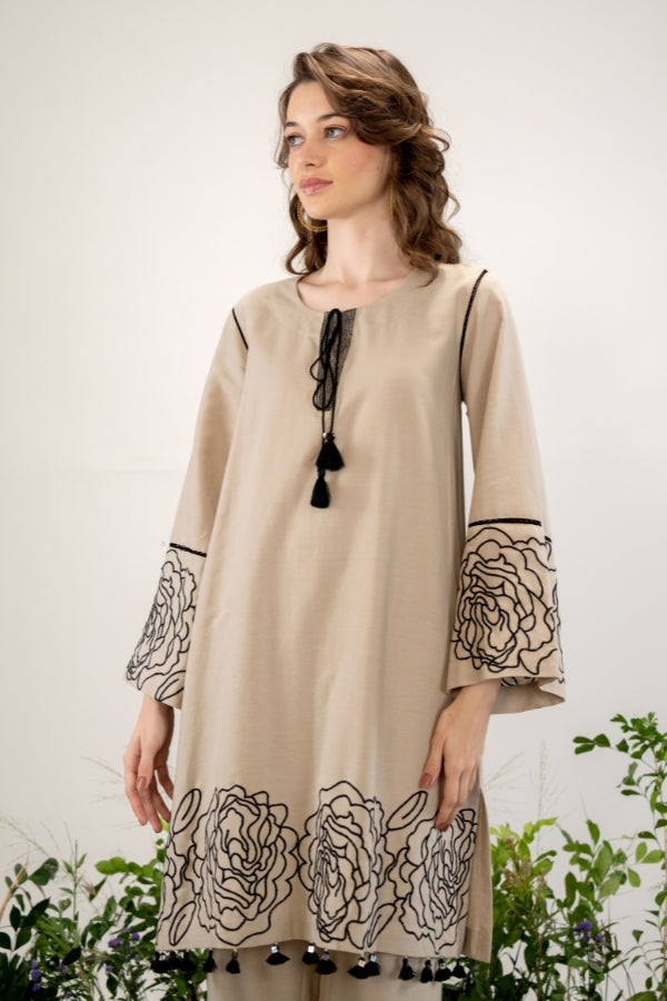 Elegant Beige Co-Ord Set πΈ Embroidered Thread Work πΏ Perfect for All Occasions β¨