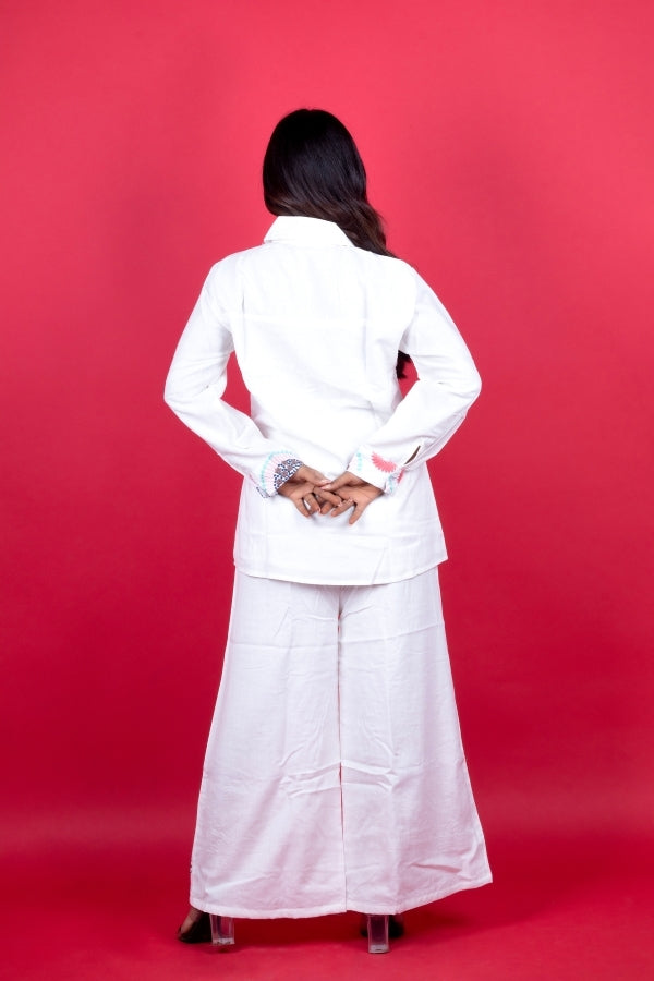 πΌ Chic White Co-ord Set with Multicolor Floral Embroidery