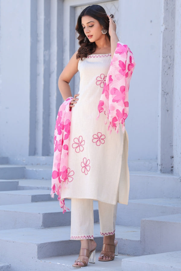 Blush Blossom Ivory & Pink Suit Set ๐