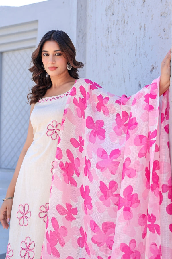 Blush Blossom Ivory & Pink Suit Set ๐