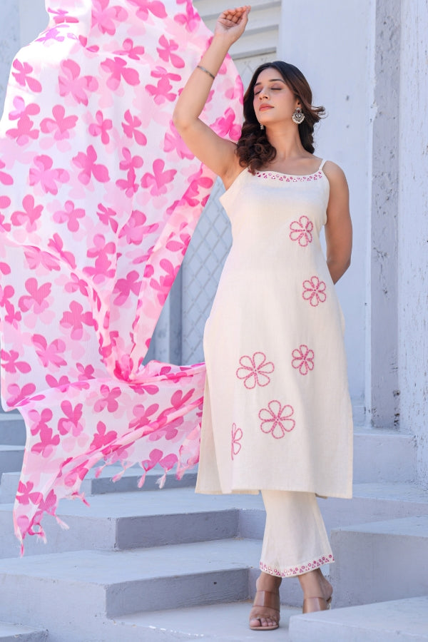 Blush Blossom Ivory & Pink Suit Set ๐