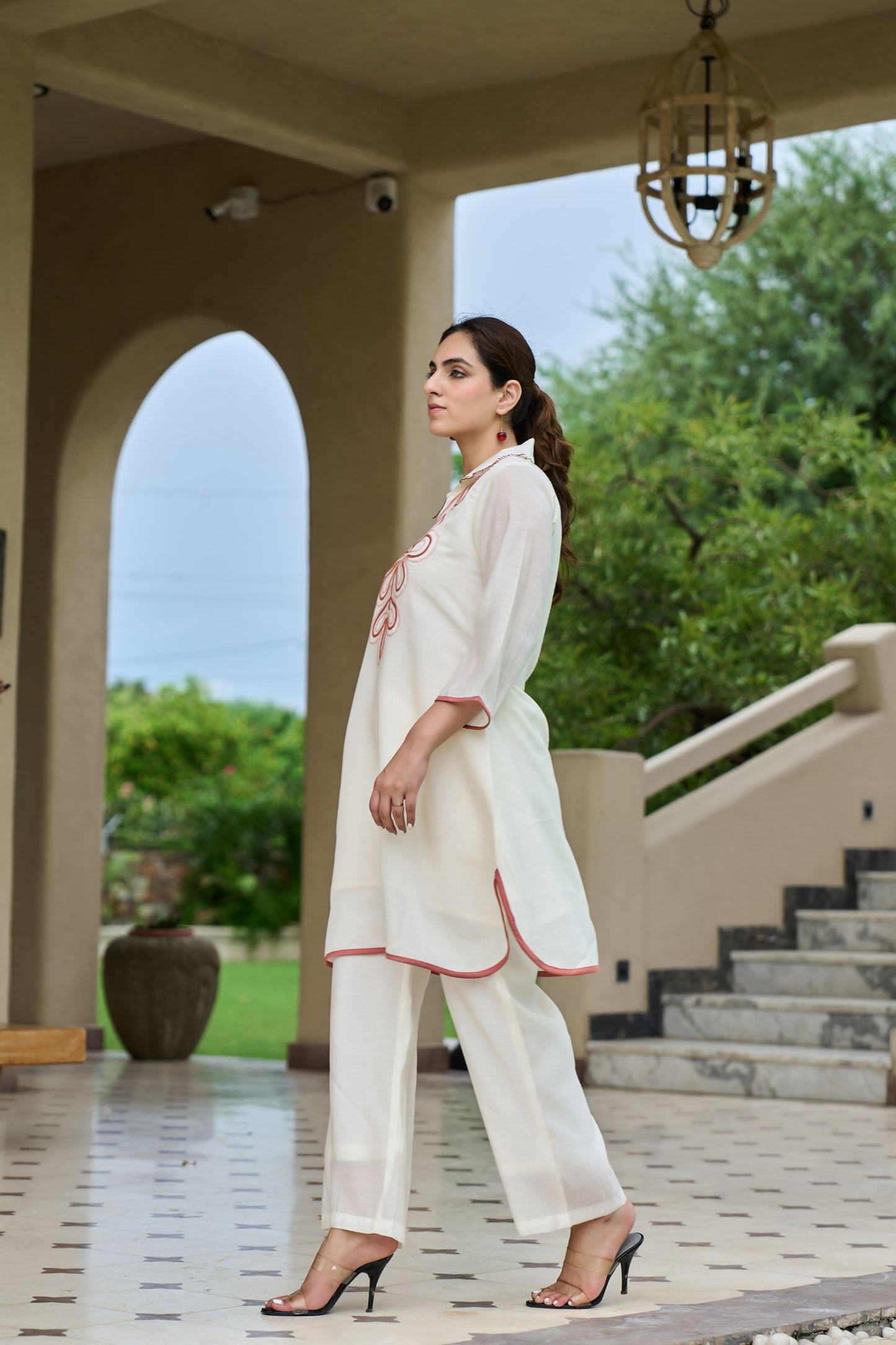 Ivory Grace Embroidered Co-Ord Set – Modern Minimalism with a Statement Twist