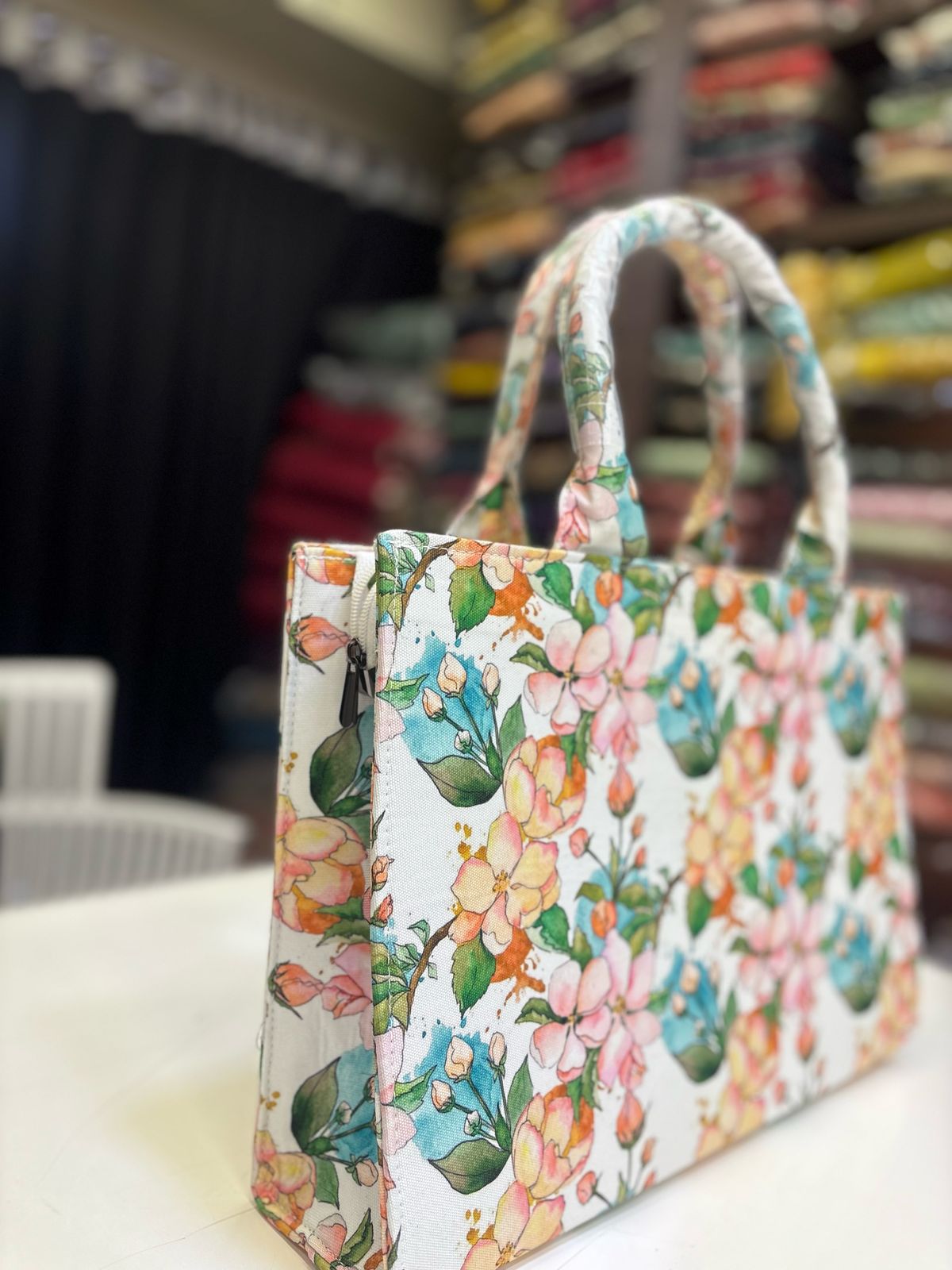 Unique Girly Floral Print Tote Bag