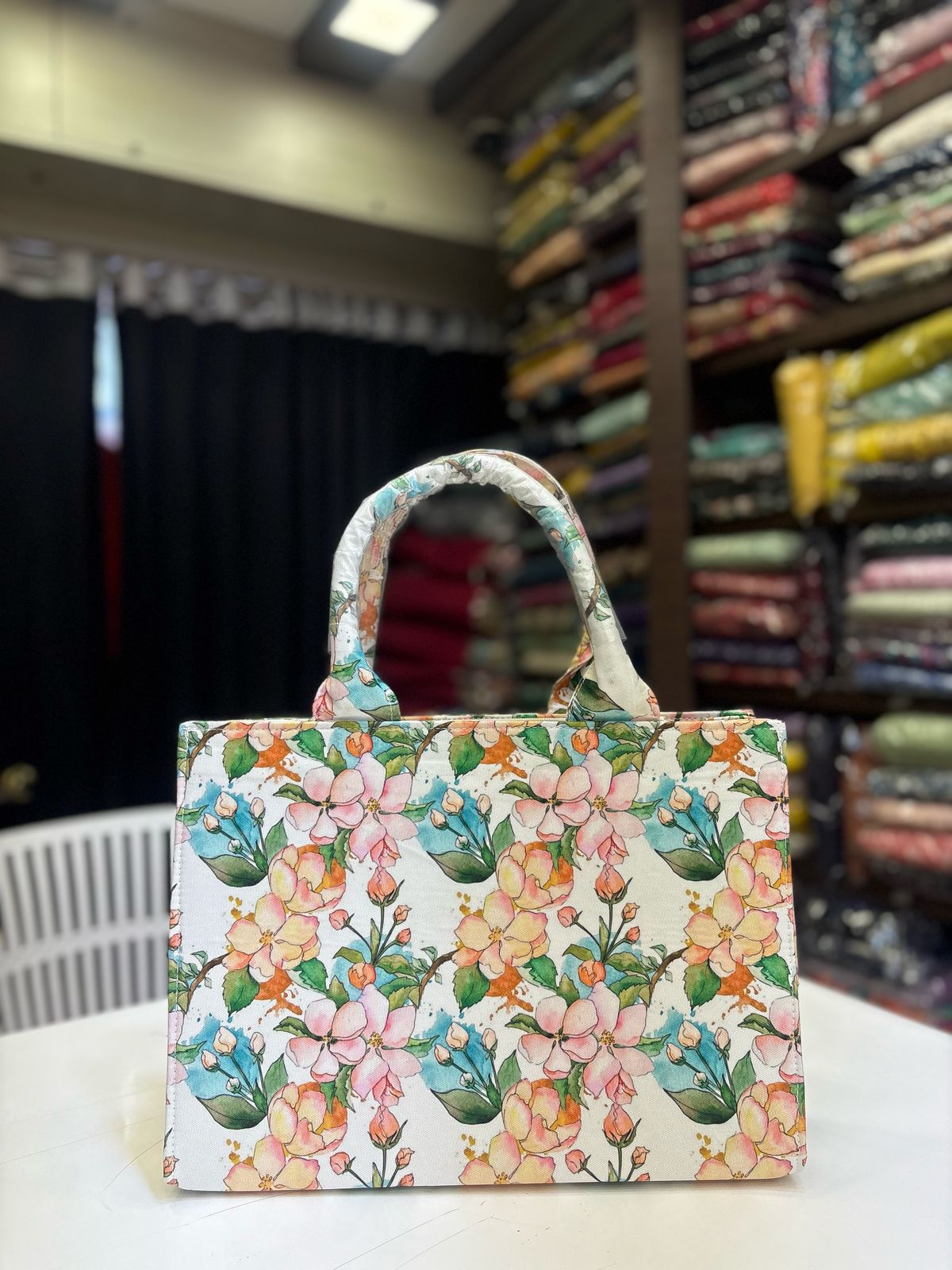 Unique Girly Floral Print Tote Bag