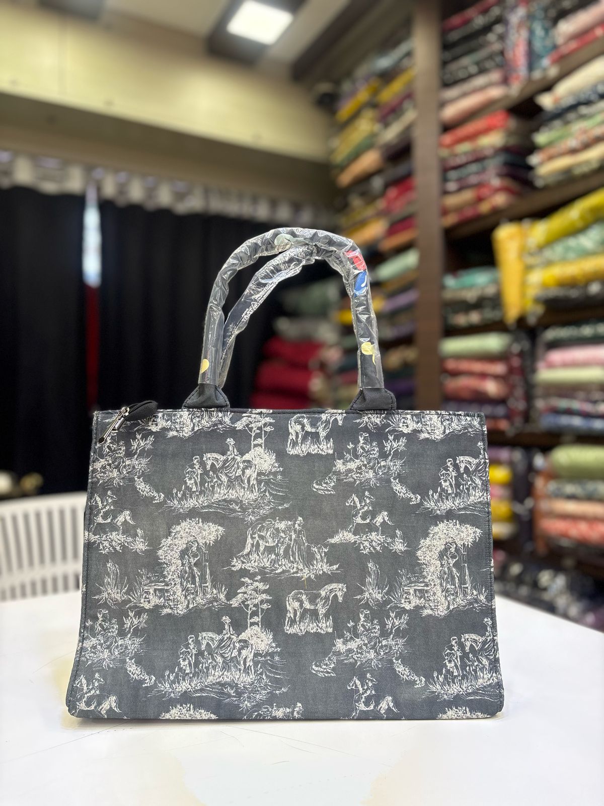 Classy Printed Denim Tote Bag