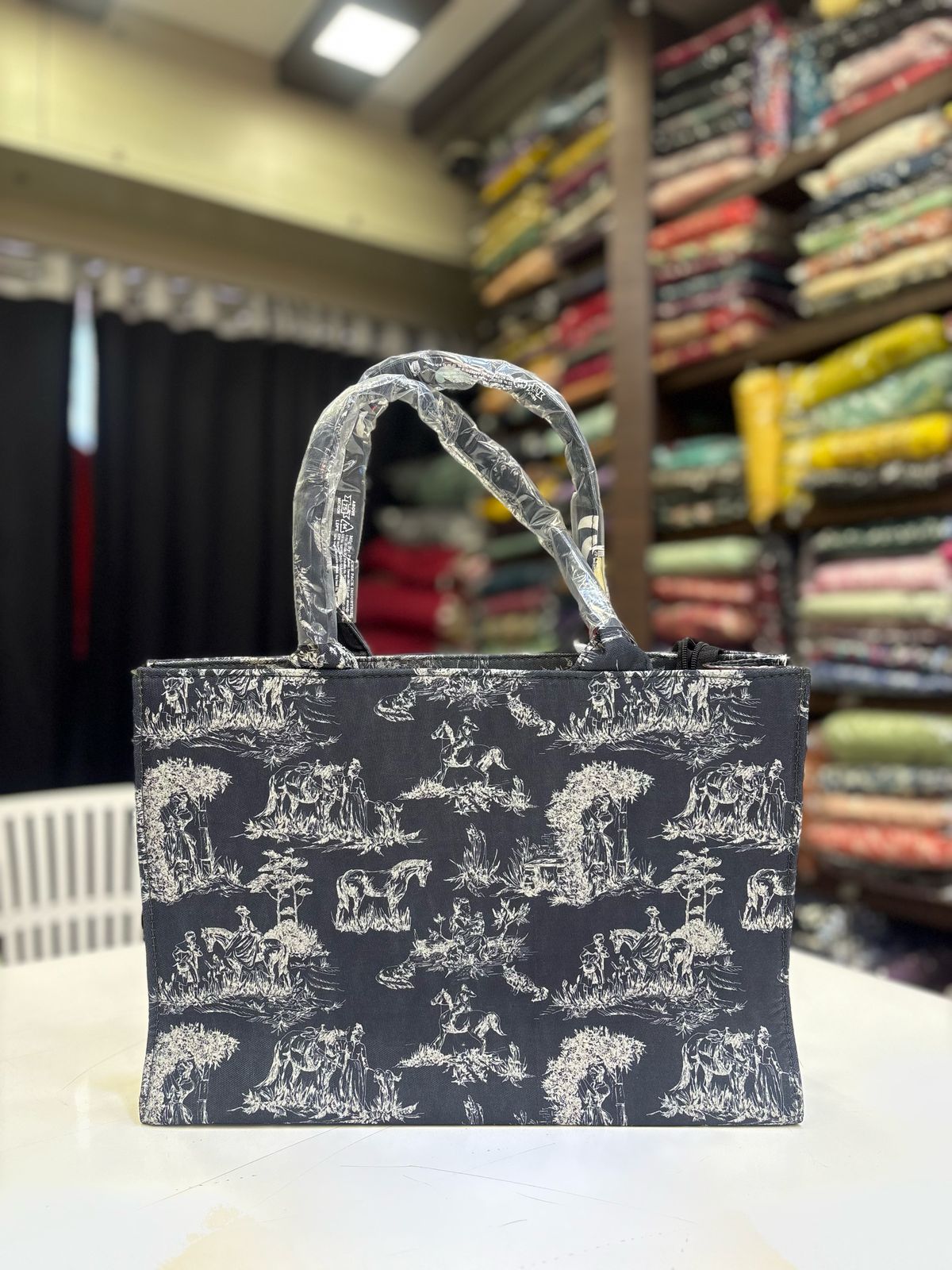 Classy Printed Denim Tote Bag