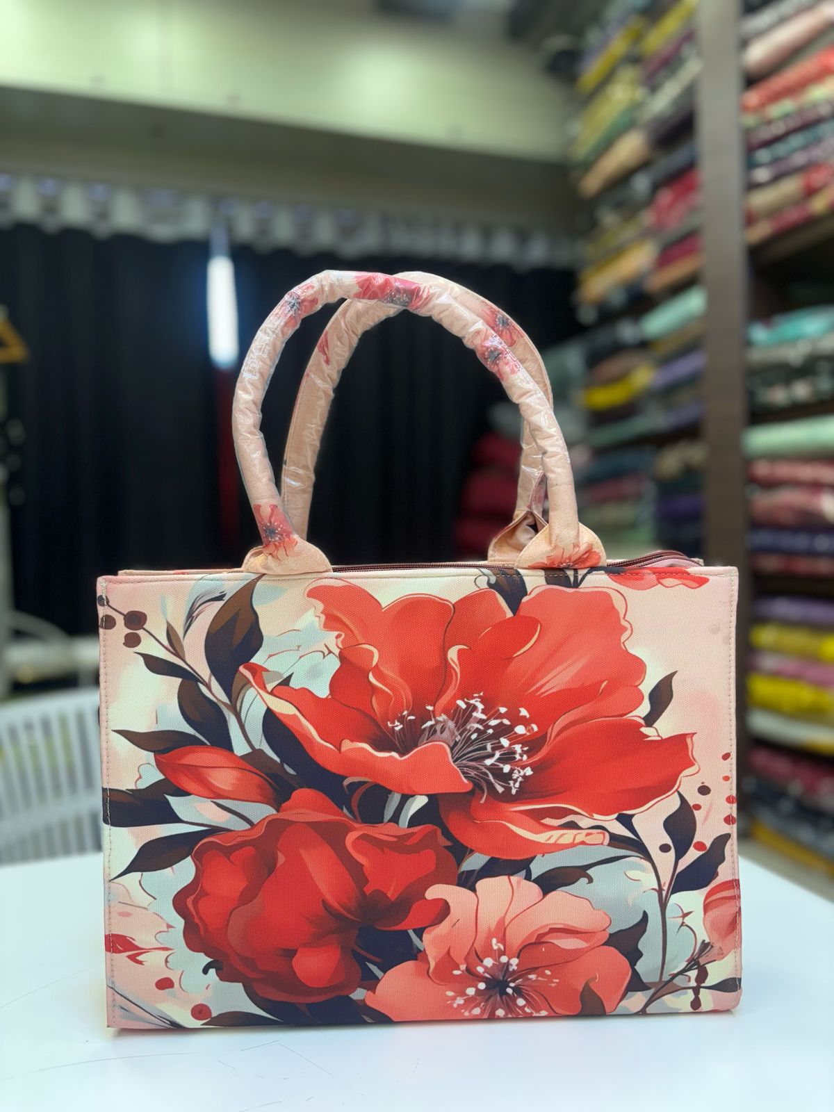Rust Orange Floral print Customised Tote Bag