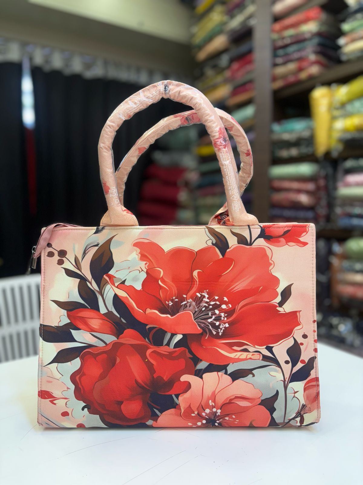 Rust Orange Floral print Customised Tote Bag