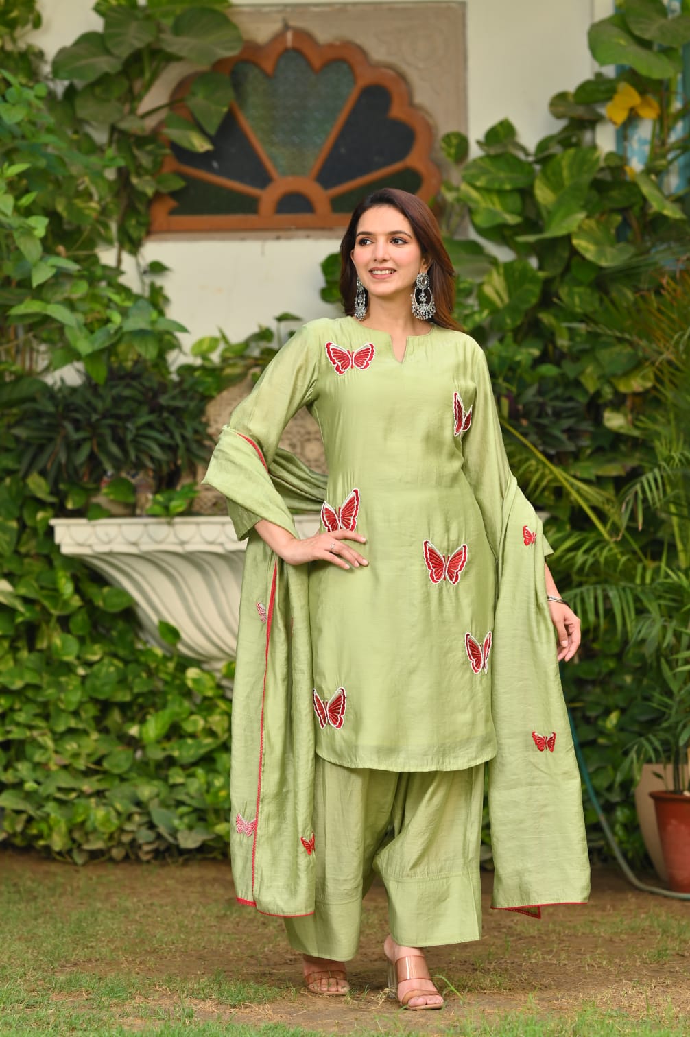 π¦ Mint Green Butterfly Embroidered Co-ord Set