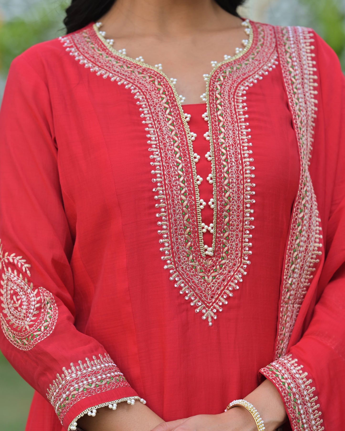 ❤️ Women’s Red Embroidered Kurta Set with Dupatta – Elegant Festive Wear