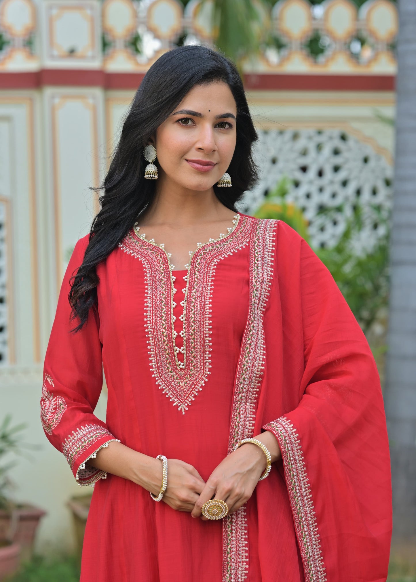 ❤️ Women’s Red Embroidered Kurta Set with Dupatta – Elegant Festive Wear