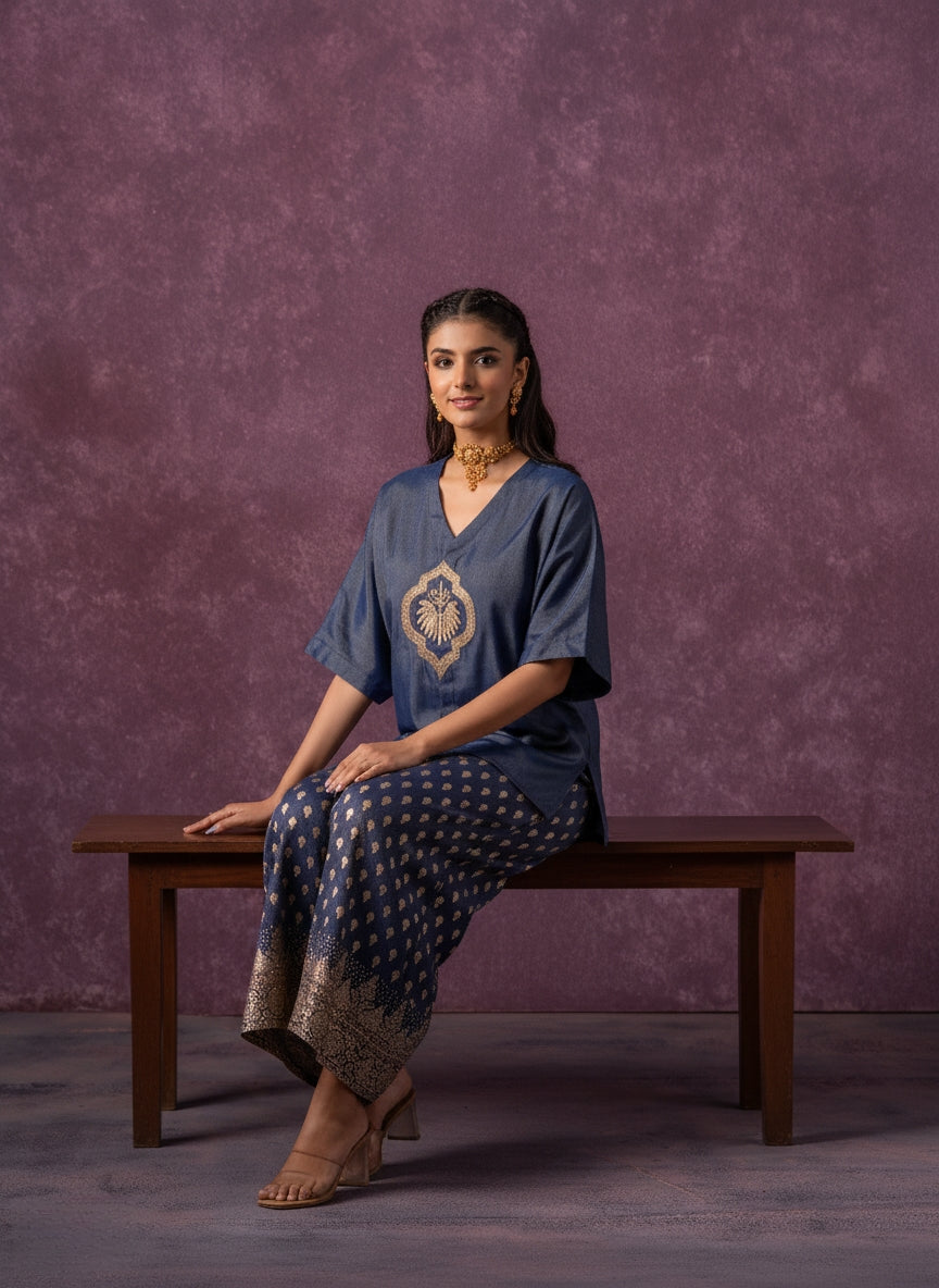 π¦ Indigo Elegance Co-Ord Set β Luxe Ethnic Charm
