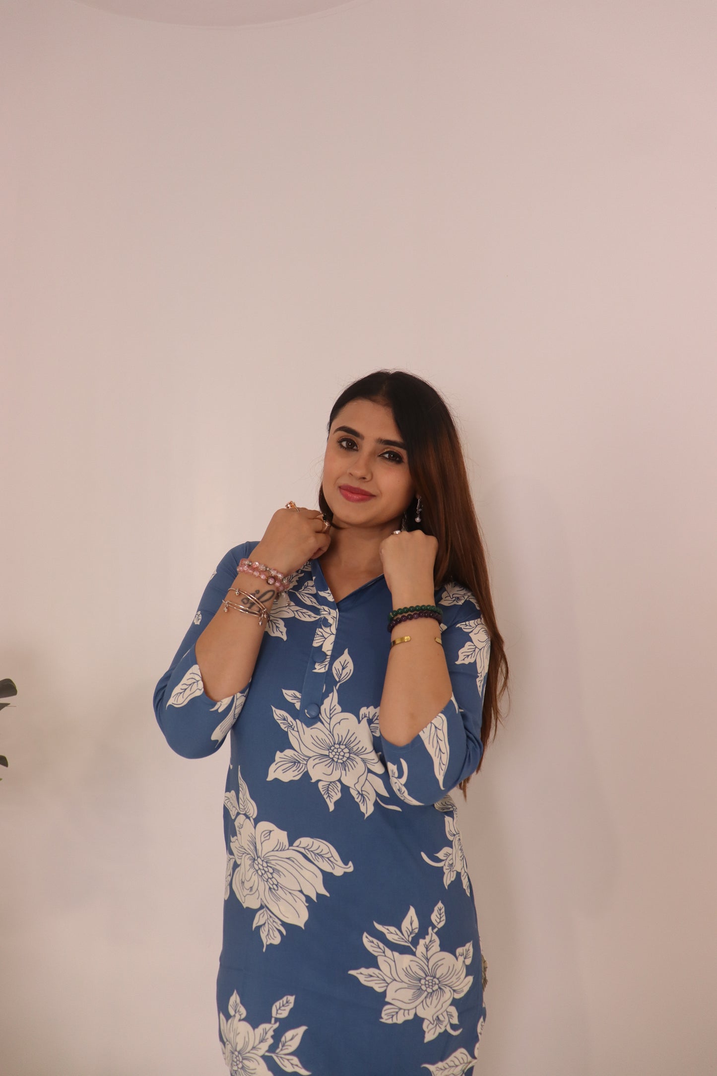 π¦ Floral Breeze Co-Ord Set β Blue & White Elegance