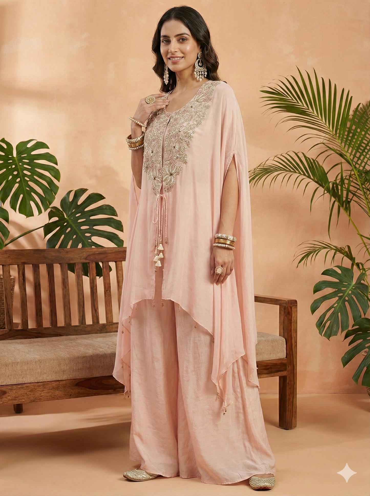Tabu Peach Work Golden Indo Western