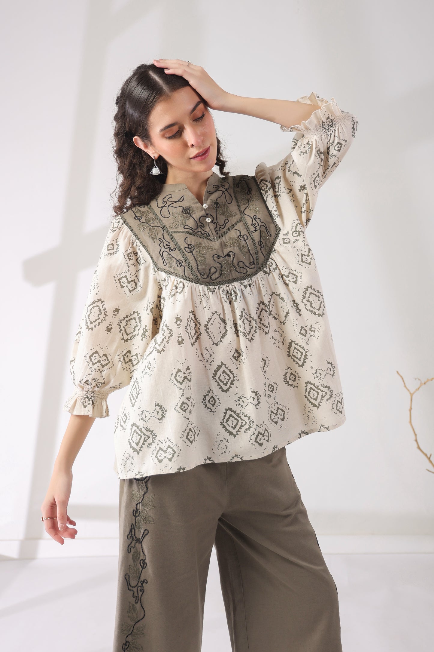 Bohemian Chic | Earthy Elegance | Embroidered Lounge Set 🌾✨