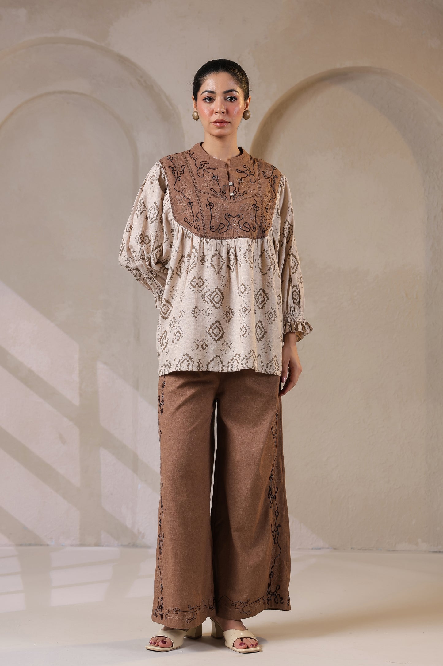 Bohemian Chic | Earthy Elegance | Embroidered Lounge Set 🌾✨