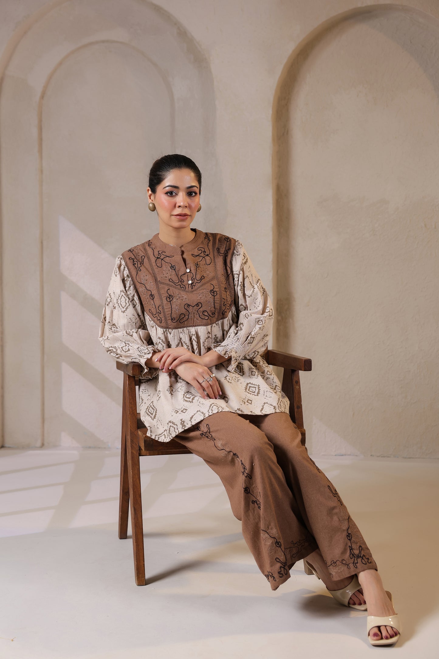 Bohemian Chic | Earthy Elegance | Embroidered Lounge Set 🌾✨