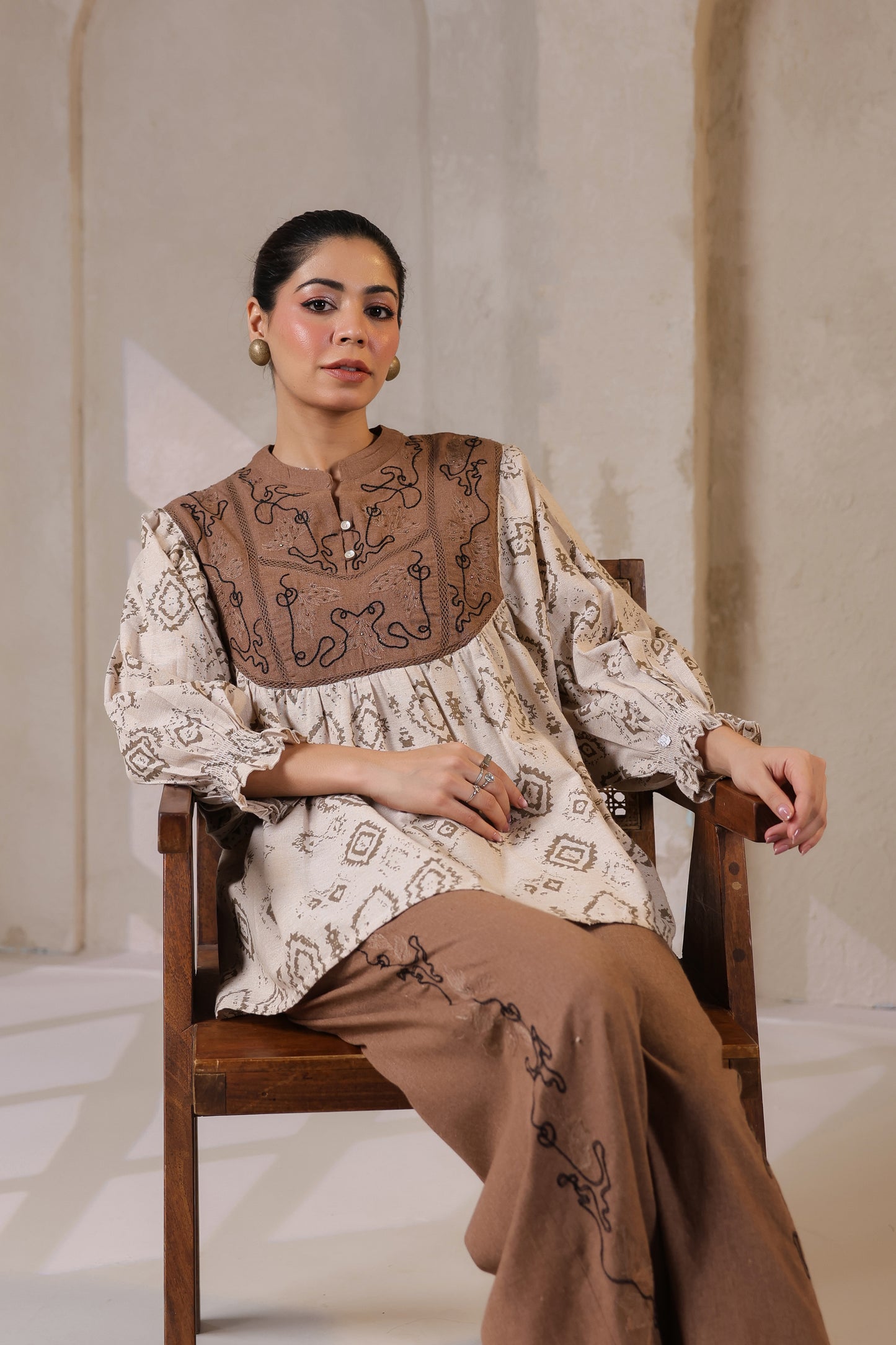 Bohemian Chic | Earthy Elegance | Embroidered Lounge Set 🌾✨