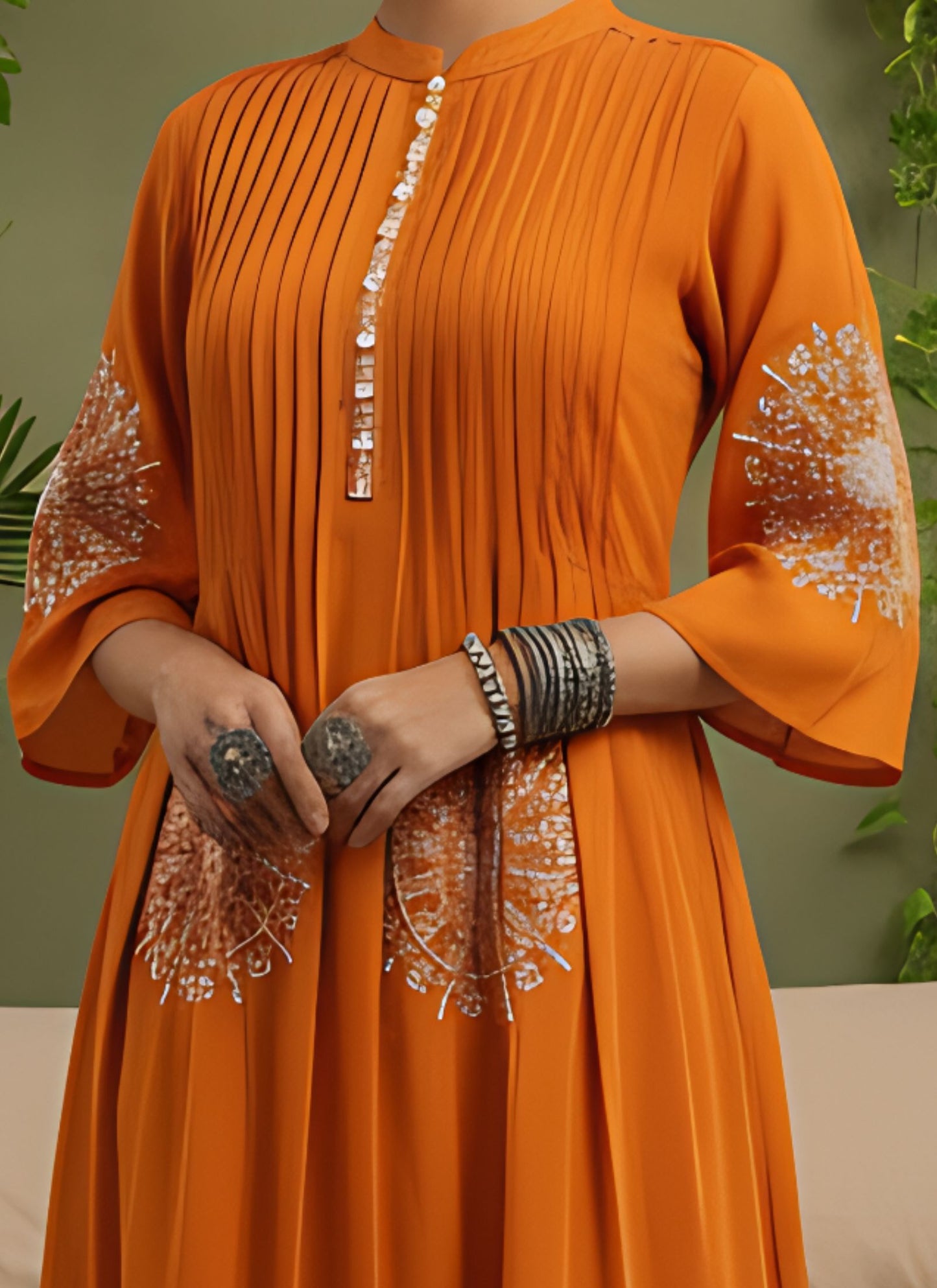 🧡 Mandala Muse - Rust Orange Embroidered Kurta Set