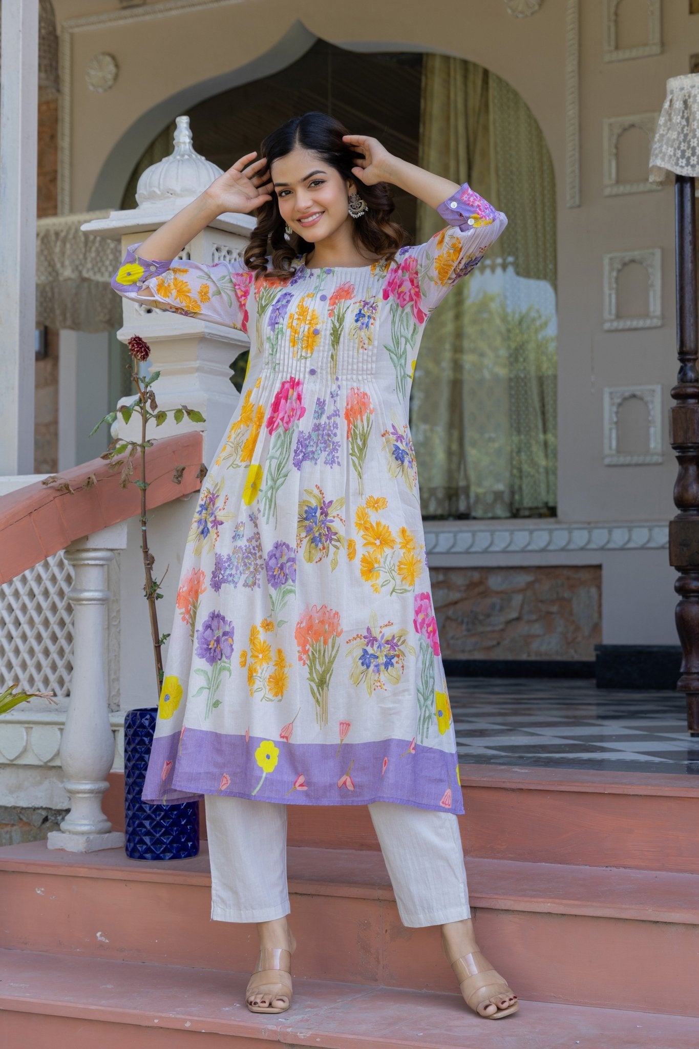 Bloom in Grace Floral Kurta Set ๐ธ - Anusheet Fashion
