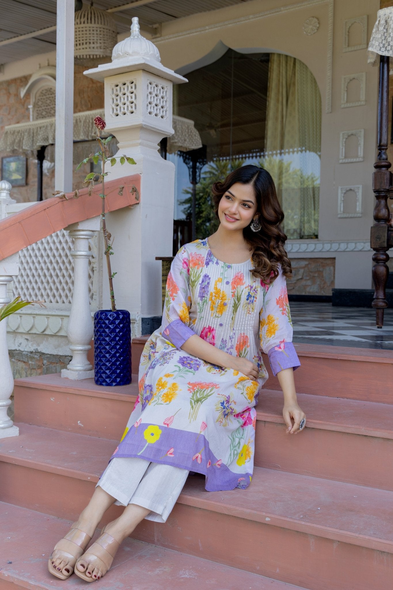 Bloom in Grace Floral Kurta Set ๐ธ - Anusheet Fashion
