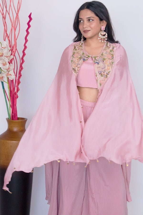 Blush Pink Indo - Western Ensemble Embroidered Elegance for Every Occasion ✨ - Anusheet Fashion