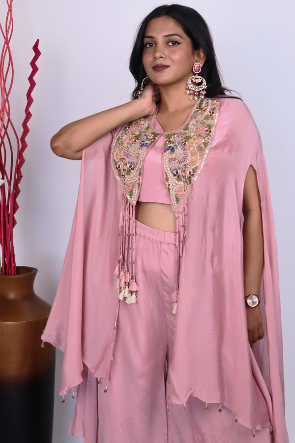 Blush Pink Indo - Western Ensemble Embroidered Elegance for Every Occasion ✨ - Anusheet Fashion