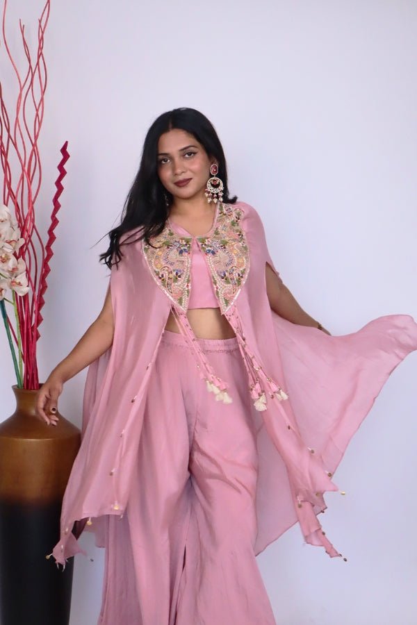 Blush Pink Indo - Western Ensemble Embroidered Elegance for Every Occasion ✨ - Anusheet Fashion