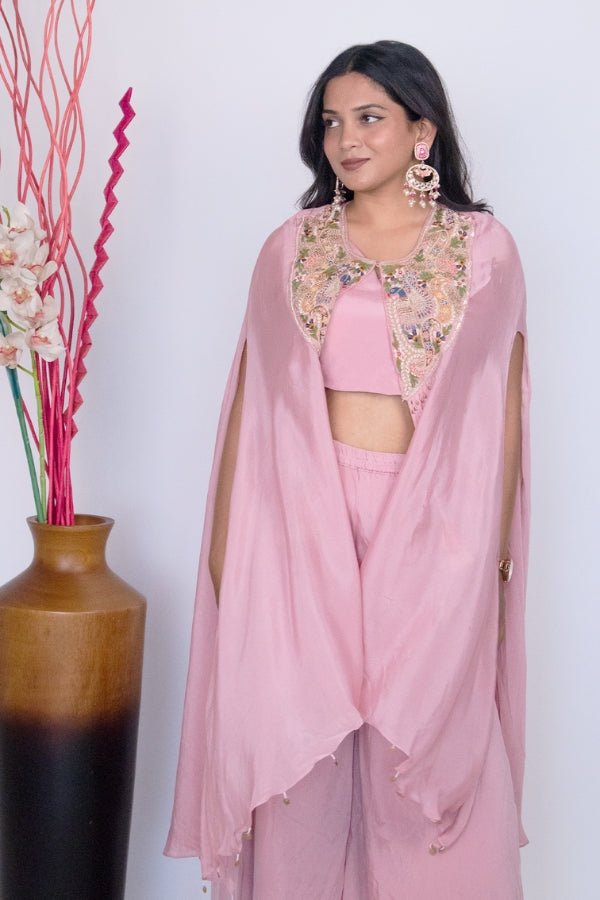 Blush Pink Indo - Western Ensemble Embroidered Elegance for Every Occasion ✨ - Anusheet Fashion